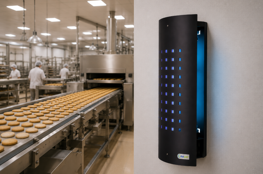 Controle de moscas na indústria de biscoitos: armadilha luminosa para moscas da dalper.