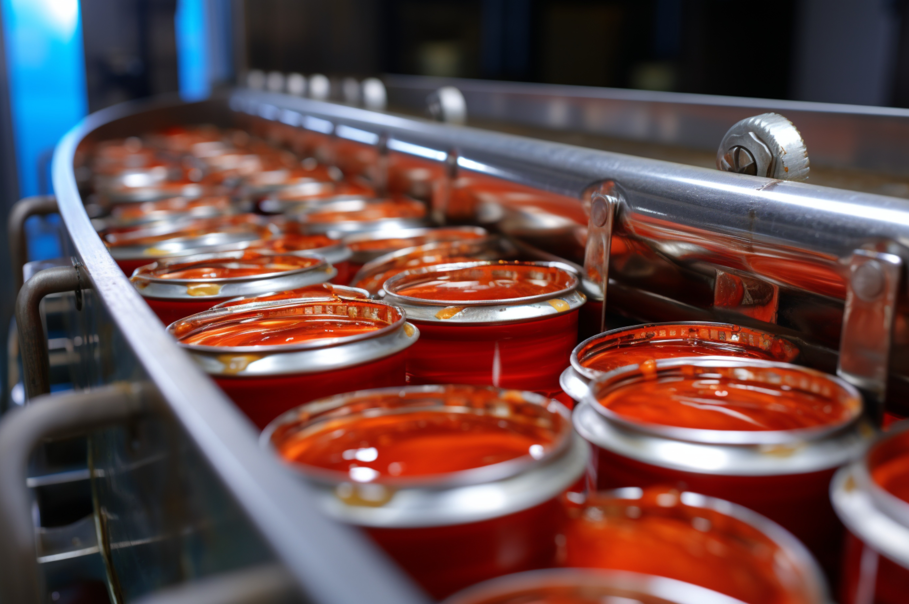 controle de moscas na produção de molho de tomate: produção de molho de tomate.