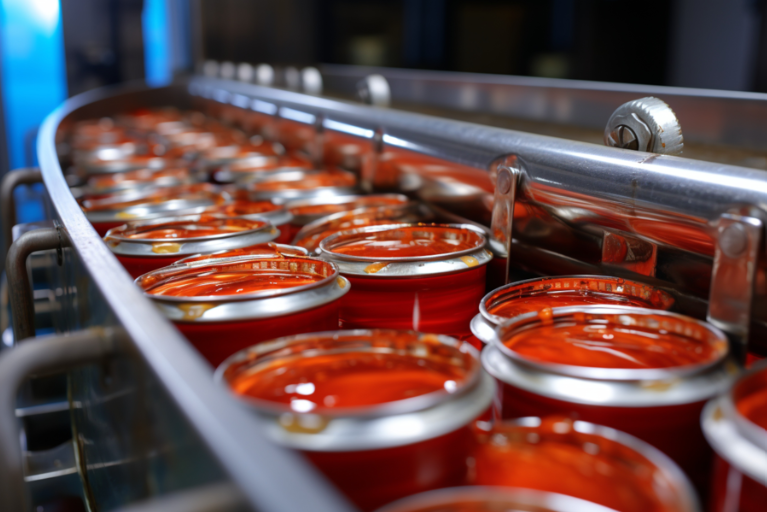 Armadilhas luminosas na produção de molho de tomate: produção de molho de tomate.